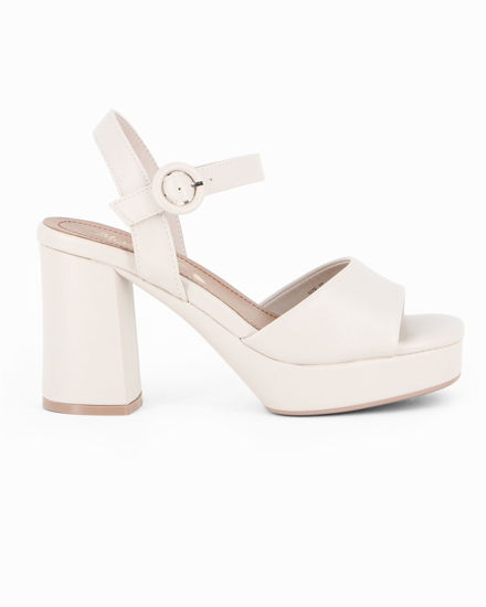 Immagine di MISS GLOBO - Sandalo avorio con sottopiede in VERA PELLE e cinturino alla caviglia, tacco 9CM