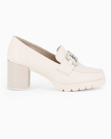 Immagine di MISS GLOBO - Mocassino panna con sottopiede in memory soft e morsetto, tacco 7CM