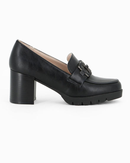 Immagine di MISS GLOBO - Mocassino nero con sottopiede in memory soft e morsetto, tacco 7CM