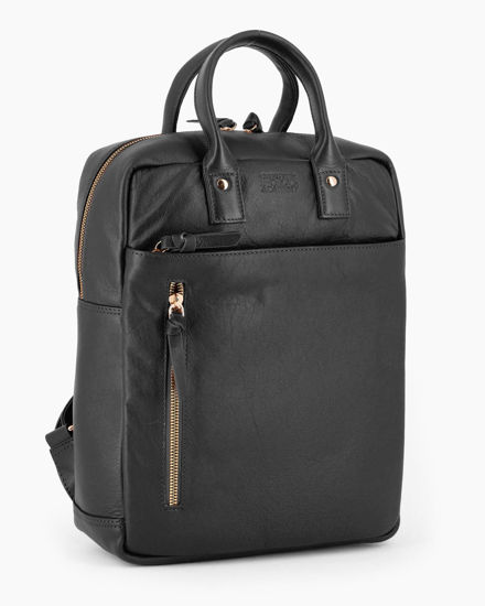 Immagine di CHESTER POLO ACADEMY - Zaino nero in VERA PELLE con due manici e doppia tasca frontale