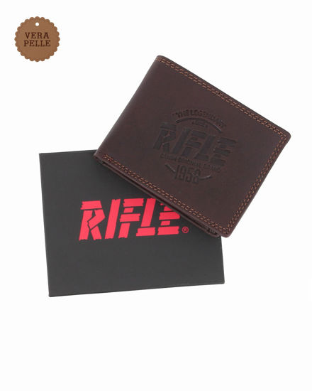 Immagine di RIFLE - Portafoglio testa moro da uomo in VERA PELLE con ribaltina interna