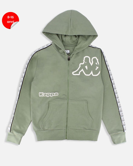 Immagine di KAPPA - FELPA VERDE DA RAGAZZO CON ZIP E CAPPUCCIO