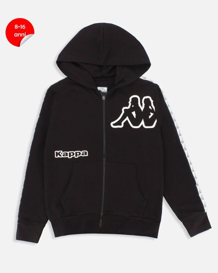 Immagine di KAPPA - FELPA NERA DA RAGAZZO CON ZIP E CAPPUCCIO