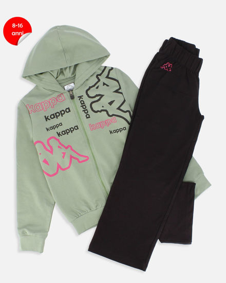 Immagine di KAPPA - COMPLETO TUTA RAGAZZE CON FELPA VERDE FULL ZIP CON CAPPUCCIO