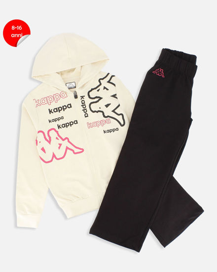 Immagine di KAPPA - COMPLETO TUTA RAGAZZE CON FELPA BIANCA FULL ZIP CON CAPPUCCIO