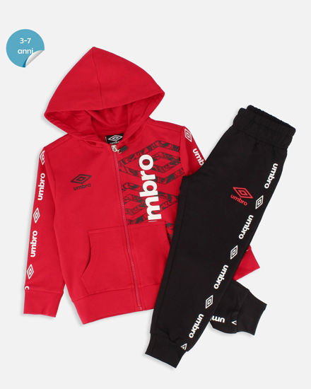 Immagine di UMBRO - COMPLETO TUTA BIMBO FELPA ROSSA FULL ZIP CON CAPPUCCIO