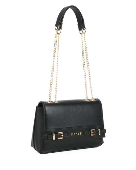 Immagine di RIFLE - Tracolla nera con dettaglio cinturini sulla patta