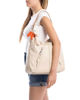 Immagine di REFRESH - Borsa a spalla beige con tasche frontali e moschettone con ciondoli, tracolla removibile