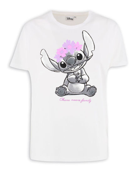 Immagine di LILO&STITCH - Tshirt bianca da donna con stampa Stitch - JL052546