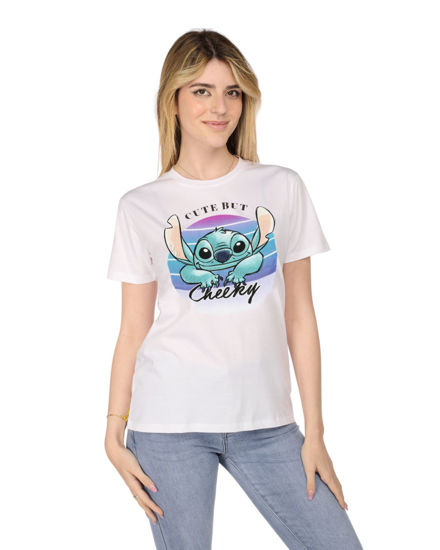 Immagine di LILO&STITCH - Tshirt bianca da donna con stampa Stitch - JL052544