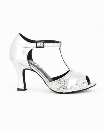 Immagine di SBALLO - Décolleté da ballo argento glitterata con sottopiede in VERA PELLE, tacco 8CM - MADE IN ITALY