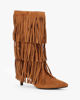 Immagine di MISS GLOBO - Stivale camel scamosciato con frange e zip laterale, tacco 8CM