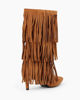 Immagine di MISS GLOBO - Stivale camel scamosciato con frange e zip laterale, tacco 8CM