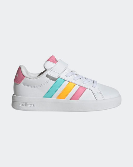 Immagine di ADIDAS - SCARPA BIANCA GRAND COURT 3.0 STRISCE COLORATE DA BAMBINI 28-35 - KI6503