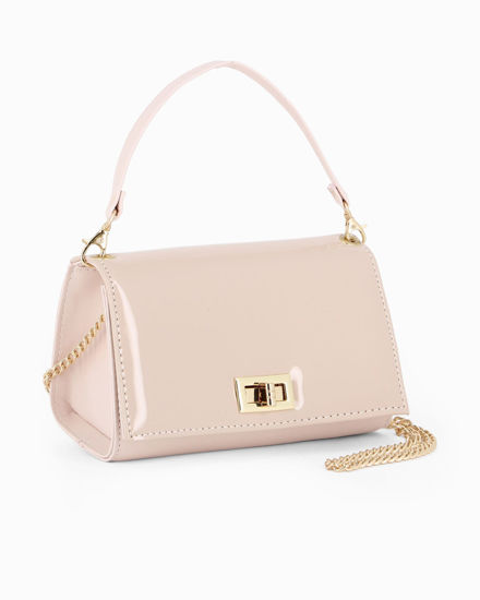 Immagine di ANNES NICOLE - Pochette nude un manico con patta in vernice e chiusura a girello, MADE IN ITALY