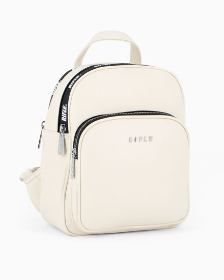 Immagine di RIFLE - Zaino naturale con doppia cerniera loggata e tasca frontale