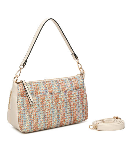 Immagine di RIFLE - Borsa un manico multicolor effetto intreccio con tasca frontale e posteriore, tracolla removibile