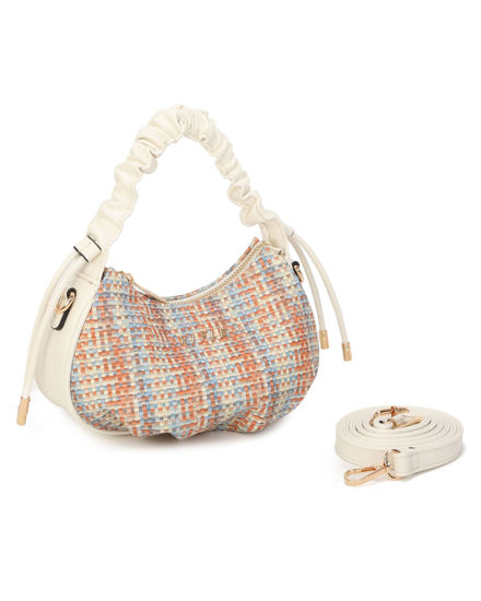 Immagine di RIFLE - Minibag multicolor effetto intreccio con manico arricciato, tracolla removibile