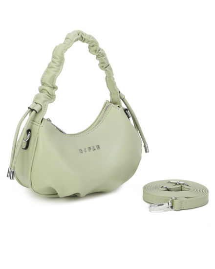 Immagine di RIFLE - Minibag verde salvia con manico arricciato, tracolla removibile