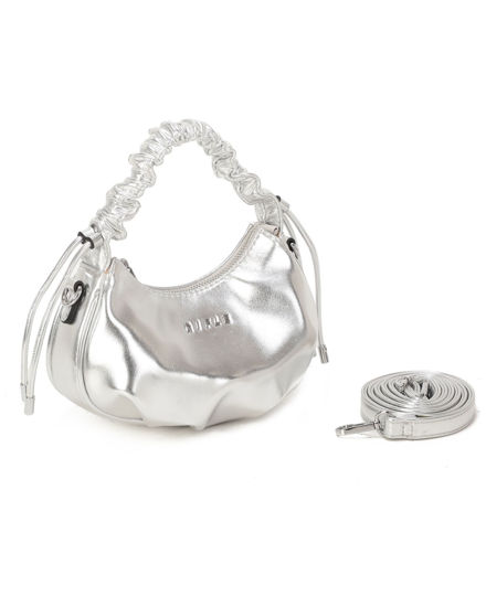 Immagine di RIFLE - Minibag argento con manico arricciato, tracolla removibile