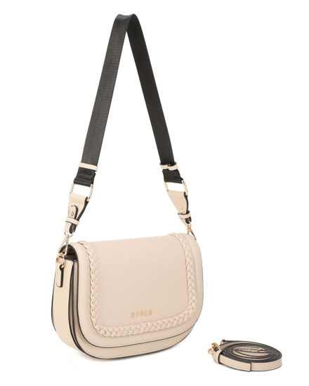 Immagine di RIFLE - Borsa naturale con tre scomparti interni e treccia sulla patta, tracolla removibile