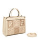 Immagine di RIFLE - Borsa due manici beige con tasca posteriore e parte frontale decorata, tracolla removibile
