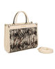 Immagine di RIFLE - Borsa due manici animalier beige con tasca posteriore, tracolla removibile