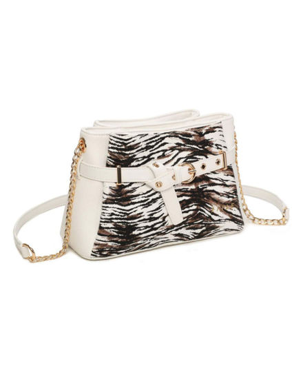 Immagine di RIFLE - Tracolla animalier con tre scomparti principali e dettaglio cinta con fibbia