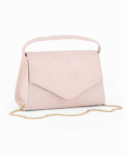 Immagine di ANNES NICOLE - Pochette nude scamosciata con patta e tracolla a catenina