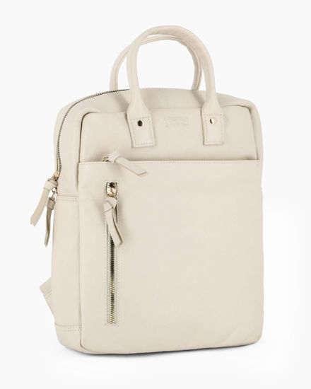 Immagine di CHESTER POLO ACADEMY - Zaino avorio in VERA PELLE con due manici e doppia tasca frontale