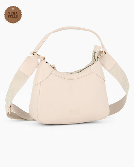 Immagine di CHESTER POLO ACADEMY - Minibag latte in VERA PELLE con tracolla nastro loggata