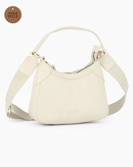 Immagine di CHESTER POLO ACADEMY - Minibag avorio in VERA PELLE con tracolla nastro loggata