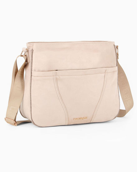 Immagine di LAURA BIAGIOTTI - Borsa sacca naturale scamosciata con tasca frontale e posteriore