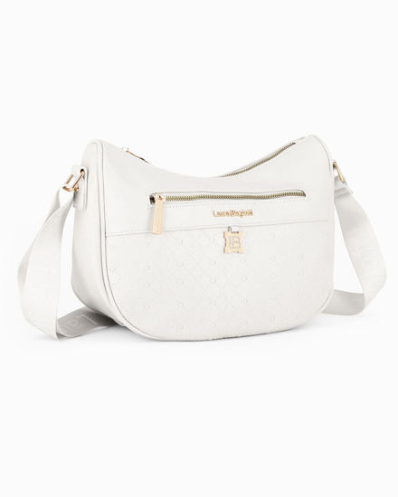 Immagine di LAURA BIAGIOTTI - Borsa mezzaluna bianca con tasca frontale e posteriore