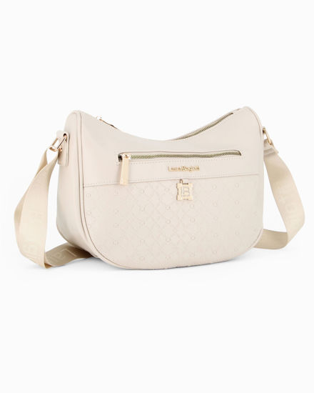 Immagine di LAURA BIAGIOTTI - Borsa mezzaluna naturale con tasca frontale e posteriore