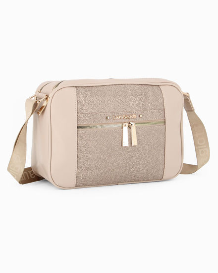 Immagine di LAURA BIAGIOTTI - Borsa terra con due scomparti principali e inserto centrale tortora, tasca frontale e posteriore