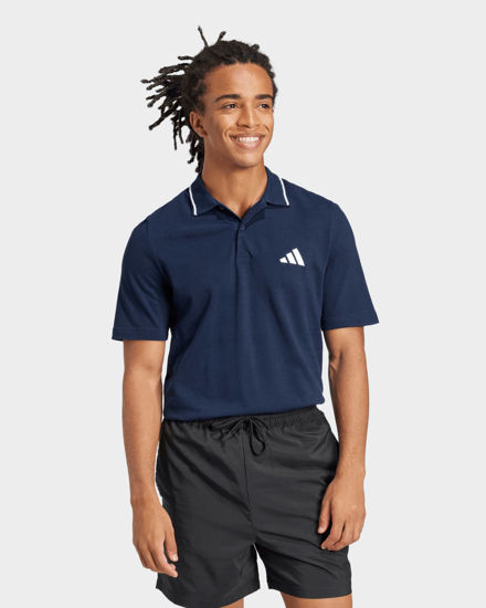 Immagine di ADIDAS - POLO BLU MEZZA MANICA DA UOMO CON RIGHINO SUL COLLETTO - JE9021