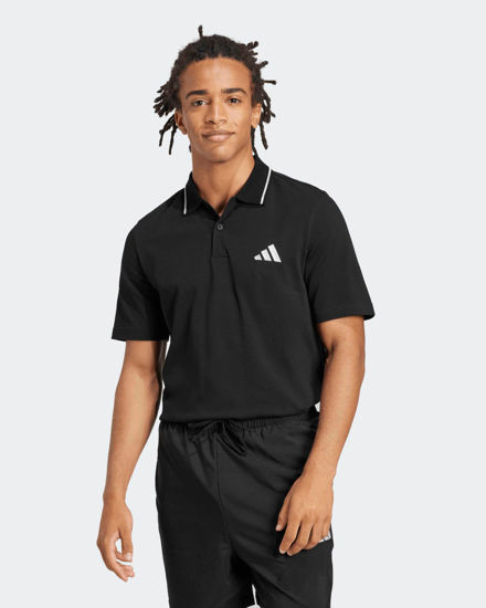 Immagine di ADIDAS - POLO NERA MEZZA MANICA DA UOMO CON RIGHINO SUL COLLETTO - JE9023