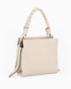 Immagine di RIFLE - Borsa a mano beige con manico intrecciato e tre scomparti principali, tracolla removibile