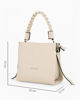 Immagine di RIFLE - Borsa a mano beige con manico intrecciato e tre scomparti principali, tracolla removibile