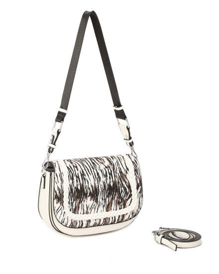 Immagine di RIFLE - Borsa animalier con tre scomparti interni e treccia sulla patta, tracolla removibile