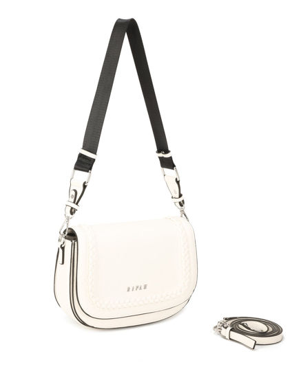 Immagine di RIFLE - Borsa avorio con tre scomparti interni e treccia sulla patta, tracolla removibile