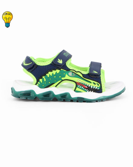 Immagine di MELANIA - Sandalo blu e rosso da bambino con strappi e luci, numerata 31/36