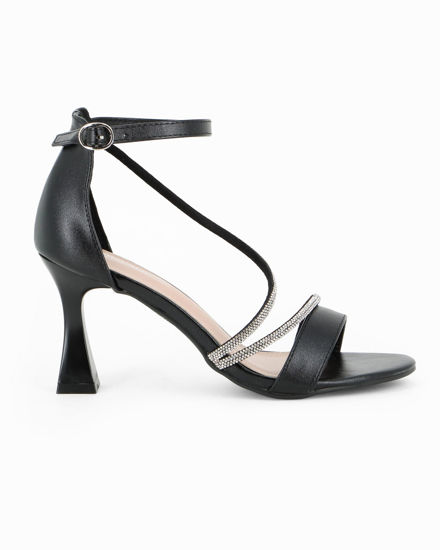 Immagine di MISS GLOBO - Sandalo nero con cinturini in strass, tacco 8CM