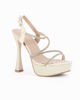 Immagine di MISS GLOBO - Sandalo slingback beige in raso con cinturini in strass, tacco 12,5CM