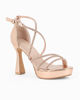 Immagine di MISS GLOBO - Sandalo champagne con cinturini in strass incrociati, tacco 11CM
