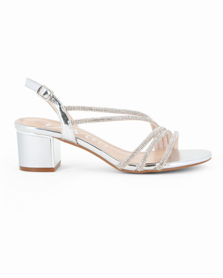 Immagine di DIVAS - Sandalo gioiello argento con cinturini in strass, tacco 5CM