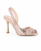 Immagine di TATOO - Sandalo slingback champagne con strass e scollo laterale, tacco 9,5CM