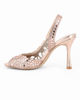 Immagine di TATOO - Sandalo slingback champagne con strass e scollo laterale, tacco 9,5CM