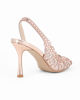 Immagine di TATOO - Sandalo slingback champagne con strass e scollo laterale, tacco 9,5CM